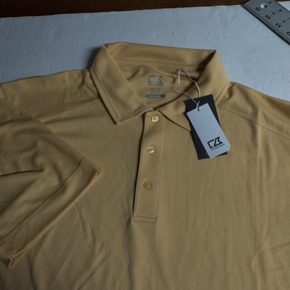 Cutter & Buck Mens XXL‎ Yellow CB DryTec Short Sleeve Golf Polo Shirt New